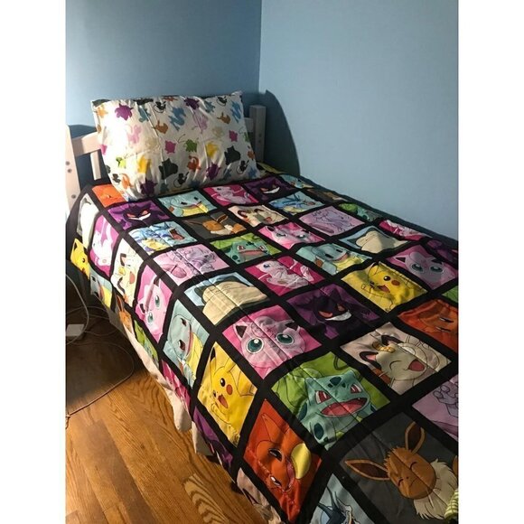 𝅺POKÉMON Twin Bed Set 64" x 86" Heavy Weight Comforter Sheet Pillow Case Kid NWT - Picture 3 of 8